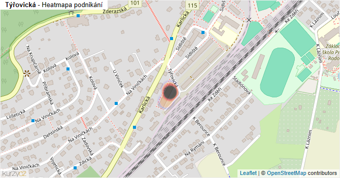 Týřovická - mapa podnikání
