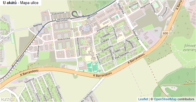 U akátů - mapa ulice
