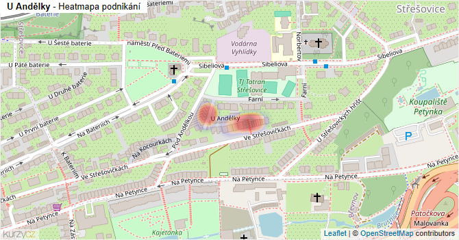 U Andělky - mapa podnikání