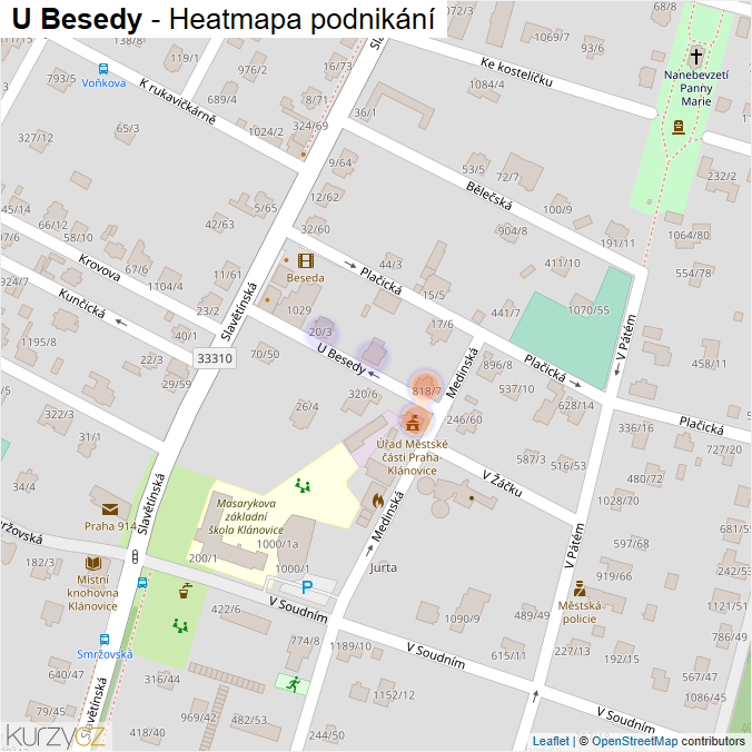 Mapa U Besedy - Firmy v ulici.
