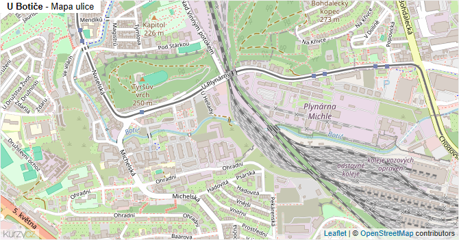 U Botiče - mapa ulice