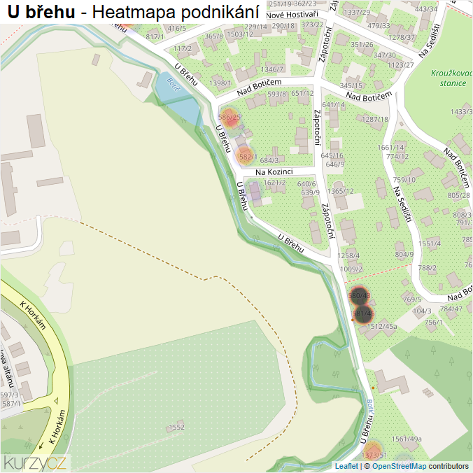 Mapa U břehu - Firmy v ulici.