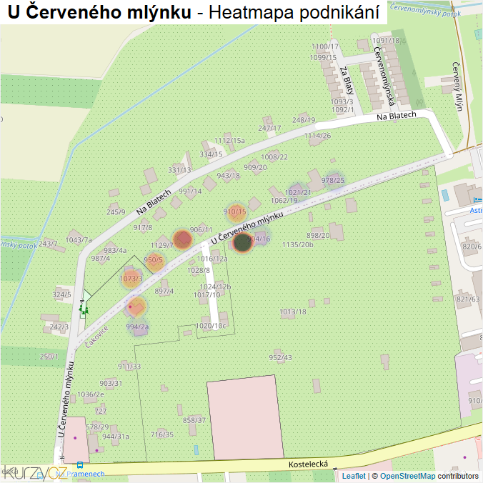 Mapa U Červeného mlýnku - Firmy v ulici.