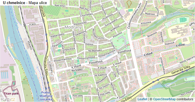 U chmelnice - mapa ulice