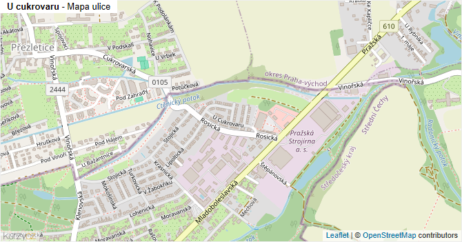 U cukrovaru - mapa ulice