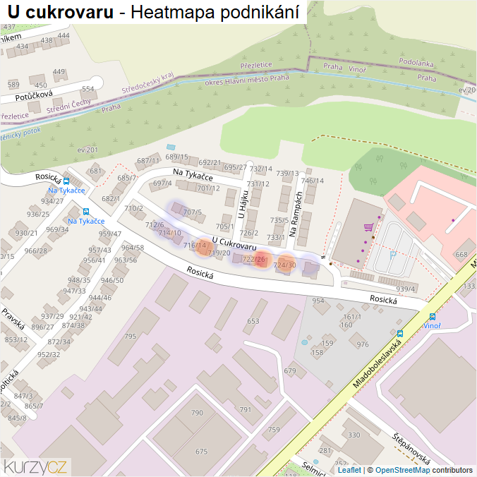 Mapa U cukrovaru - Firmy v ulici.