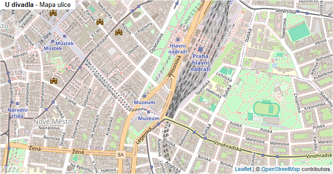 U divadla - mapa ulice