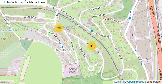U Dívčích hradů - mapa firem