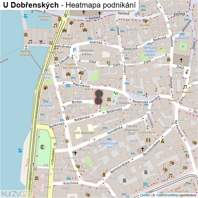 Mapa U Dobřenských - Firmy v ulici.