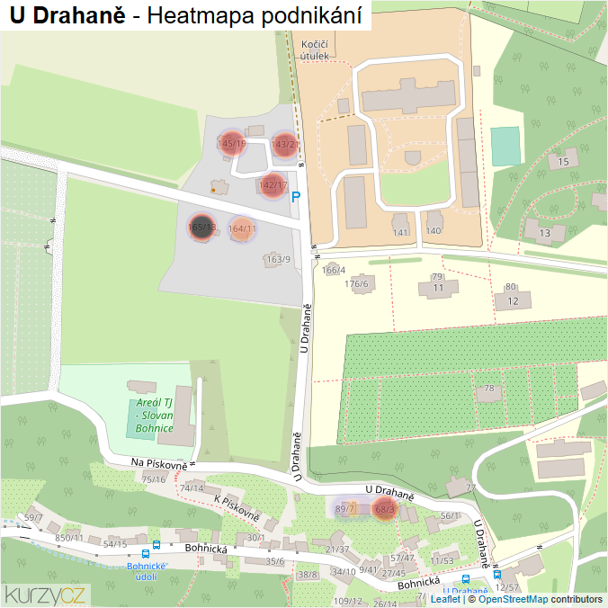 Mapa U Drahaně - Firmy v ulici.