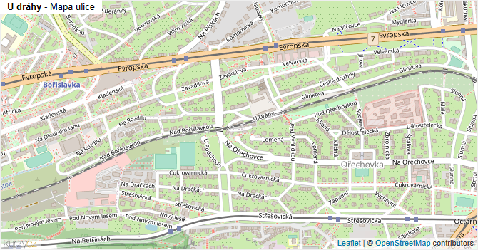 U dráhy - mapa ulice