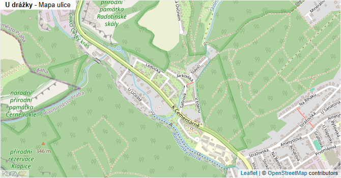 U drážky - mapa ulice