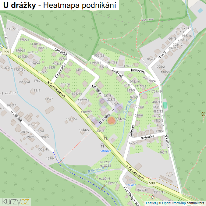 Mapa U drážky - Firmy v ulici.