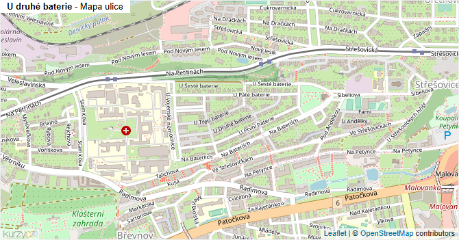 U druhé baterie - mapa ulice