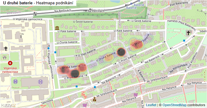 U druhé baterie - mapa podnikání