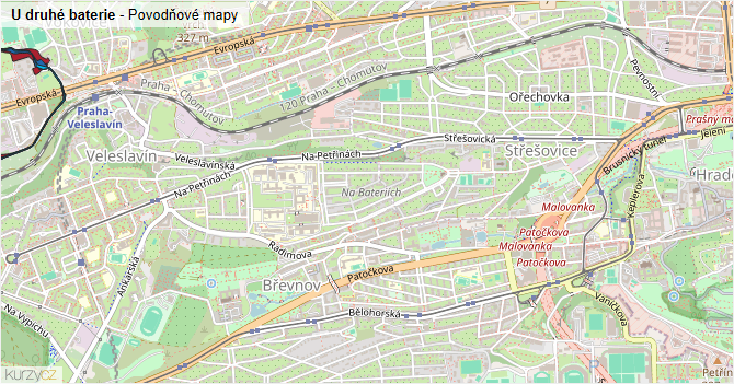 U druhé baterie - záplavové mapy stoleté vody