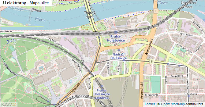U elektrárny - mapa ulice