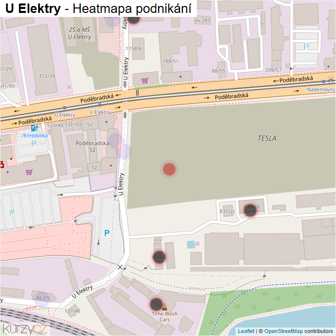 Mapa U Elektry - Firmy v ulici.