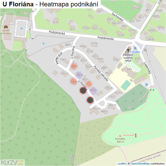 Mapa U Floriána - Firmy v ulici.