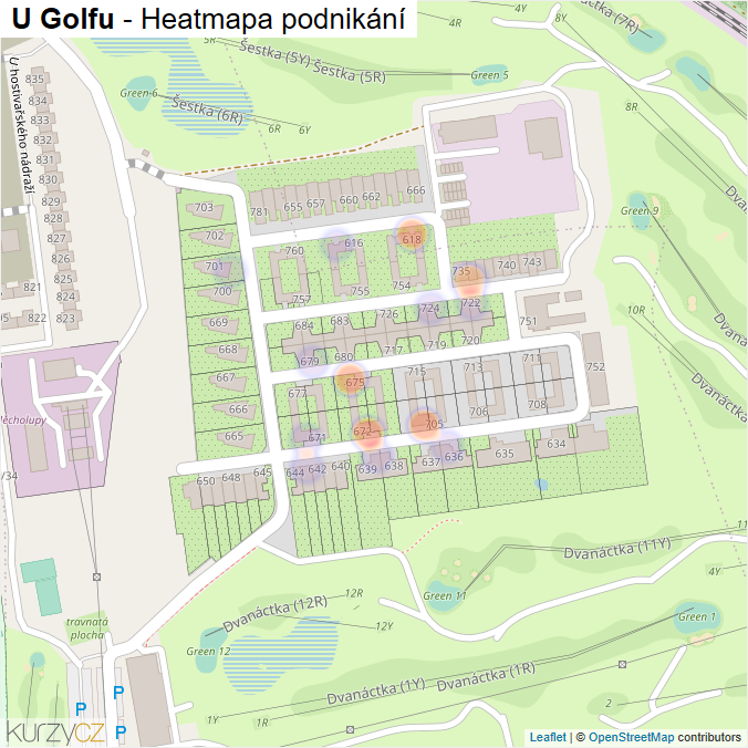 Mapa U Golfu - Firmy v ulici.