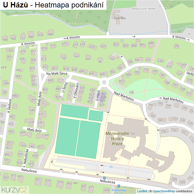 Mapa U Házů - Firmy v ulici.