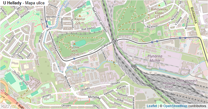 U Hellady - mapa ulice