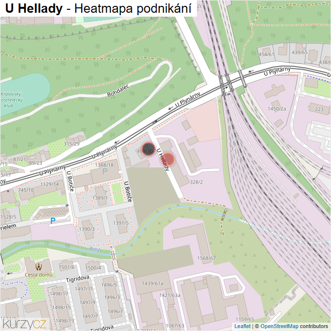 Mapa U Hellady - Firmy v ulici.