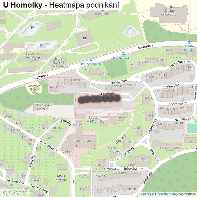 Mapa U Homolky - Firmy v ulici.