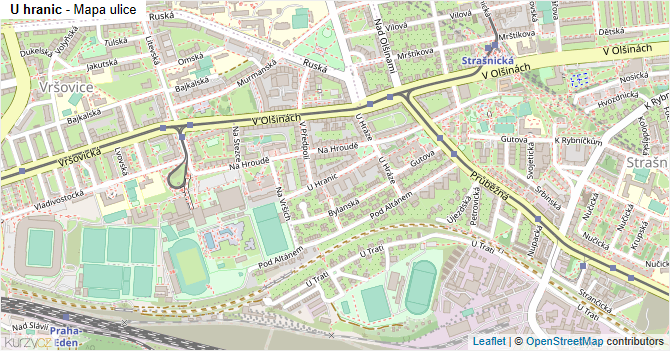 U hranic - mapa ulice