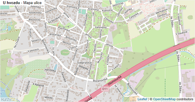 U hvozdu - mapa ulice