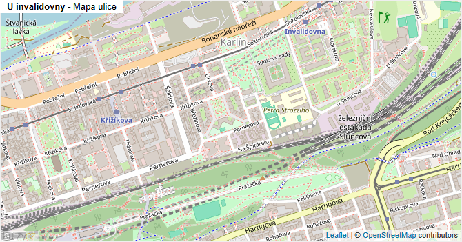 U invalidovny - mapa ulice