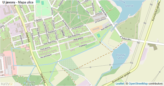 U javoru - mapa ulice