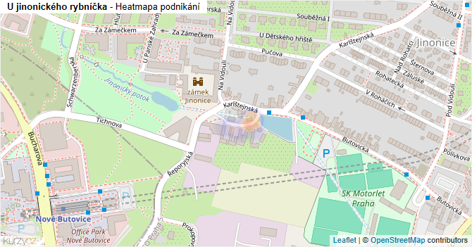 U jinonického rybníčka - mapa podnikání