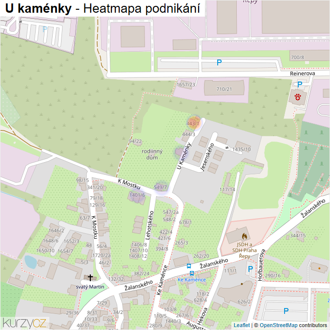 Mapa U kaménky - Firmy v ulici.