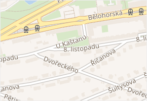 U kaštanu v obci Praha 2 - mapa ulice