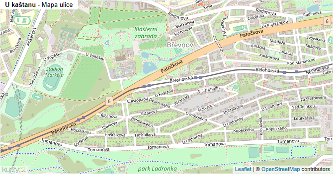 U kaštanu - mapa ulice
