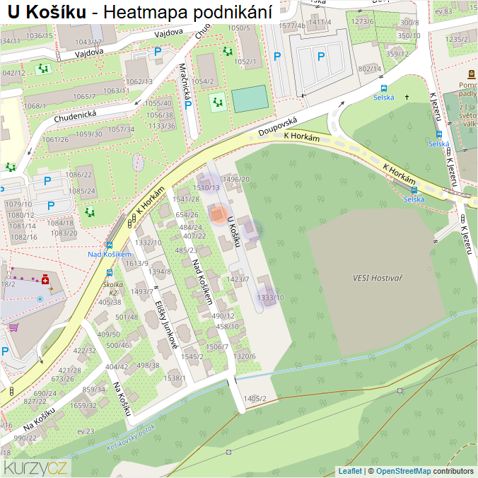 Mapa U Košíku - Firmy v ulici.