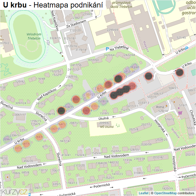 Mapa U krbu - Firmy v ulici.
