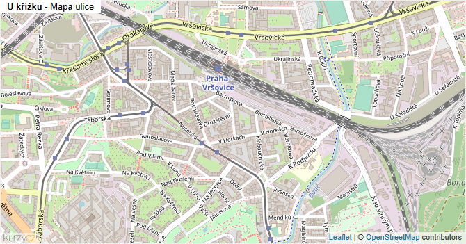 U křížku - mapa ulice