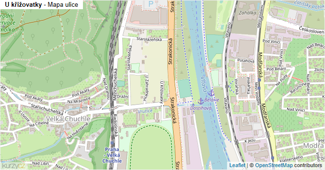 U křižovatky - mapa ulice