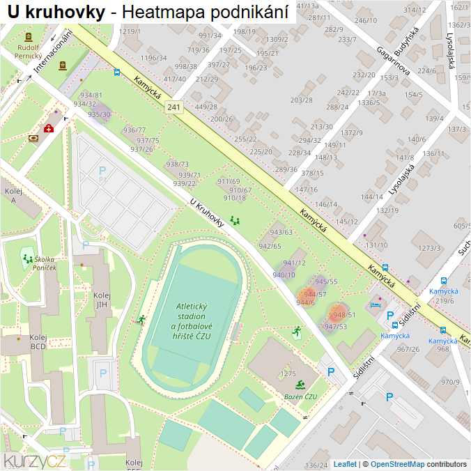 Mapa U kruhovky - Firmy v ulici.