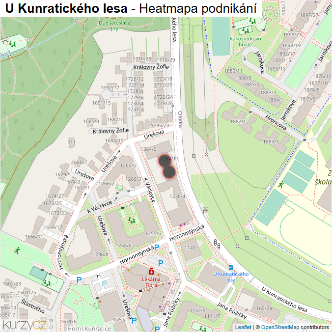 Mapa U Kunratického lesa - Firmy v ulici.