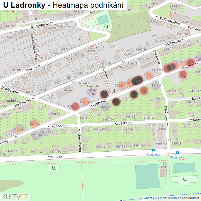 Mapa U Ladronky - Firmy v ulici.