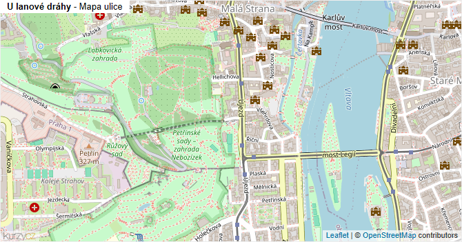 U lanové dráhy - mapa ulice