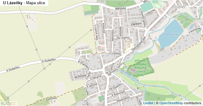 U Lázeňky - mapa ulice