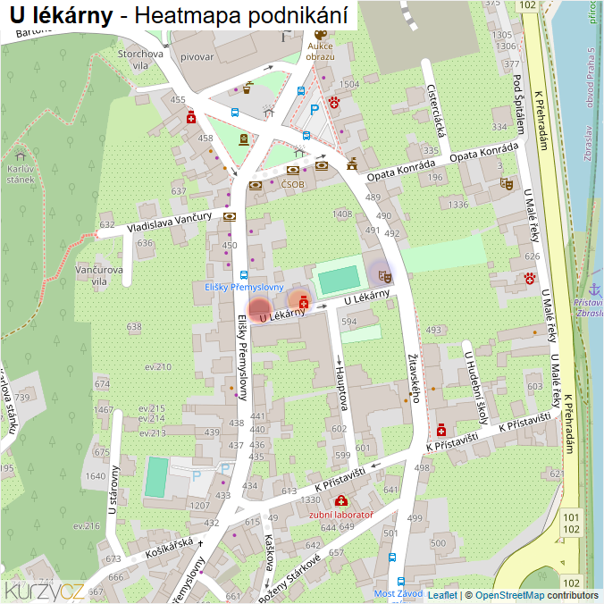 Mapa U lékárny - Firmy v ulici.
