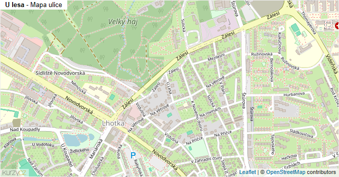 U lesa - mapa ulice