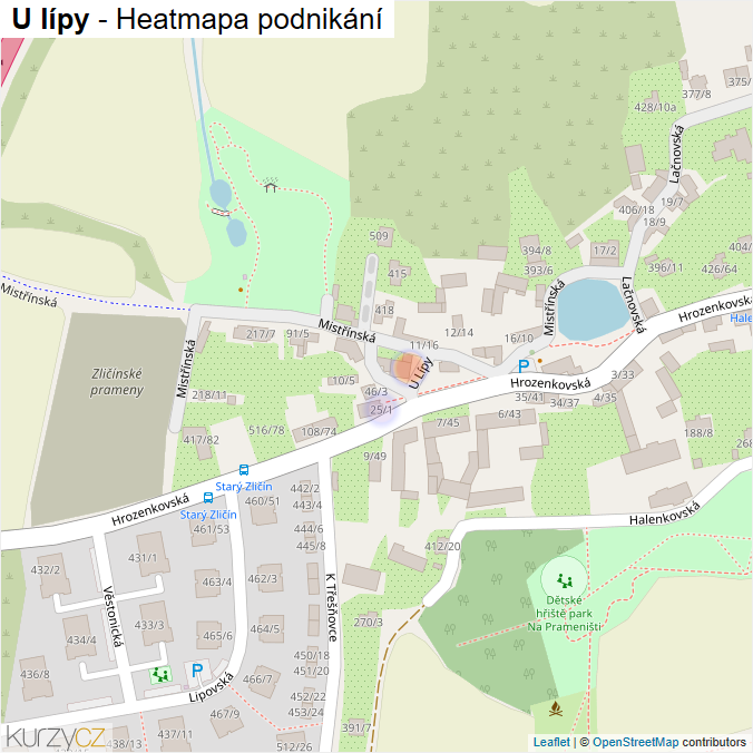 Mapa U lípy - Firmy v ulici.