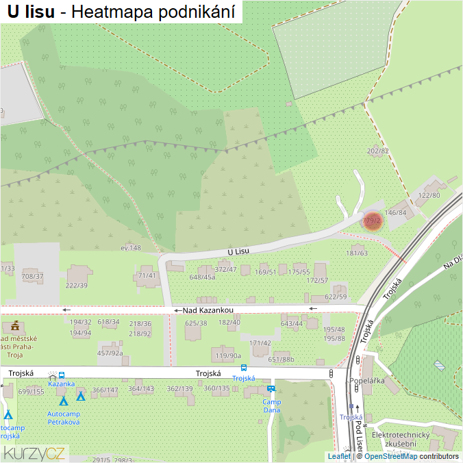 Mapa U lisu - Firmy v ulici.