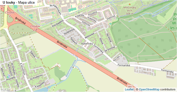 U louky - mapa ulice